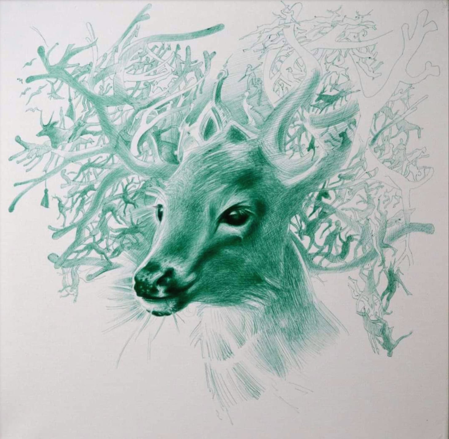 Forest world,ink on canvas, 40x40cm. 2023