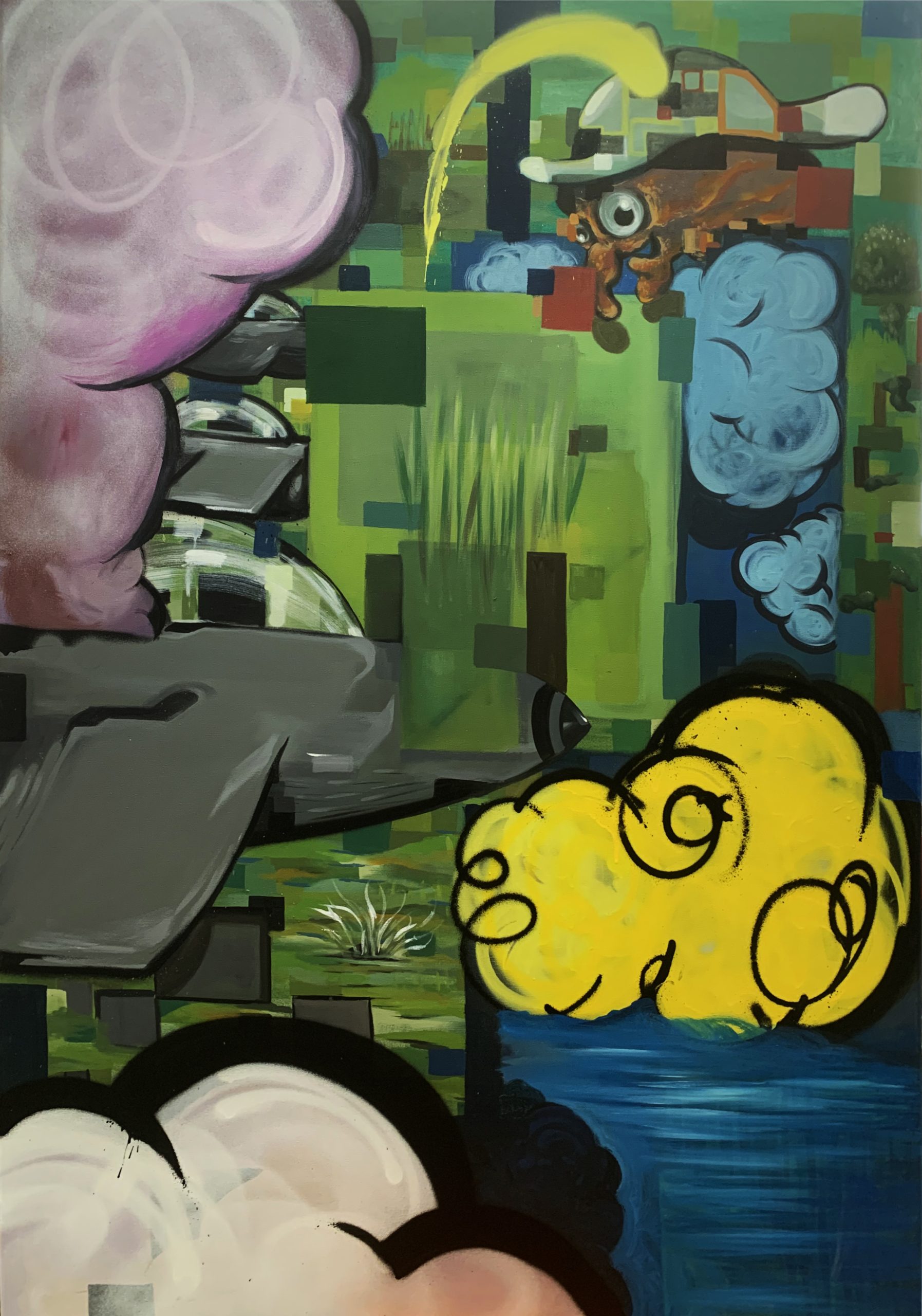Aεροπλάνο, μεικτή τεχνική, 190x150cm, 2022