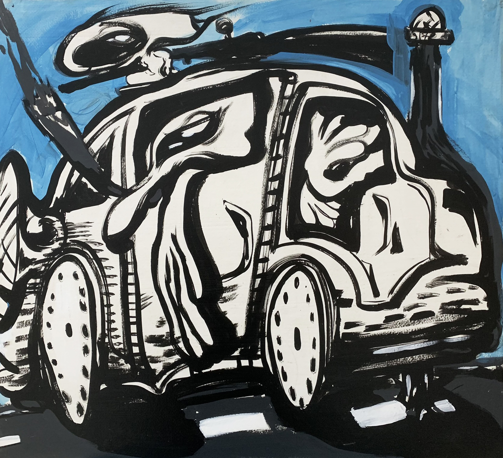Aμάξι, ακρυλικά σε χαρτί, 66x72cm, 2022