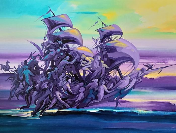Odyssey 2, acrylics on canvas, 47x77cm